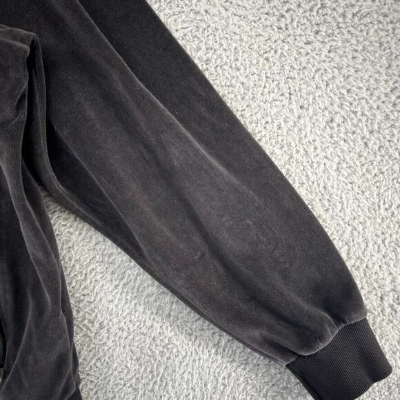 Vintage Puma Track Jacket men's Large Black Zip Suede Velour Embroidered Y2K - Picture 3 of 12